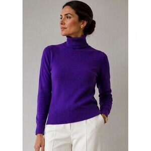 Kirkland Signature 100% Cashmere Turtleneck Sweater Purple Women’s M